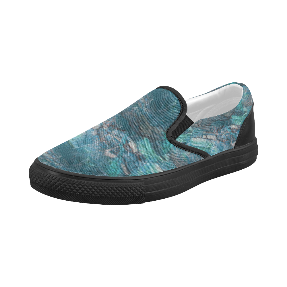 Marble - siena turchese Women's Slip-on Canvas Shoes (Model 019)