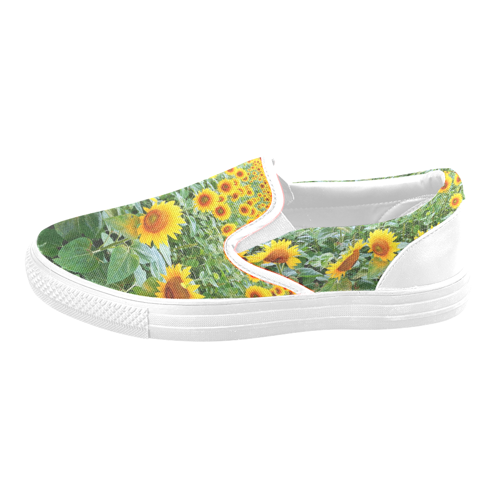 Sunflower Field Men's Slip-on Canvas Shoes (Model 019)