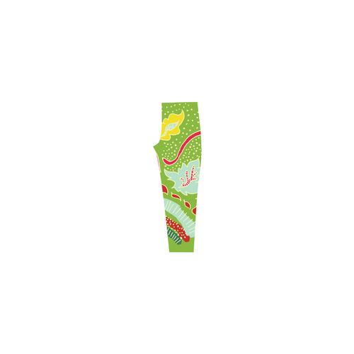Green Organic Abstract Pattern Capri Legging (Model L02)