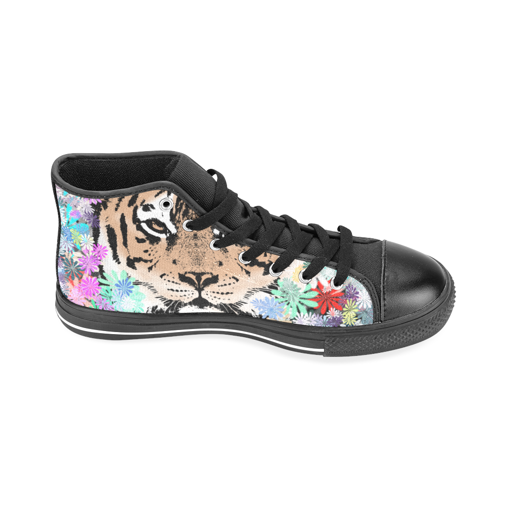 TIGER and FLOWERS Men’s Classic High Top Canvas Shoes /Large Size (Model 017)