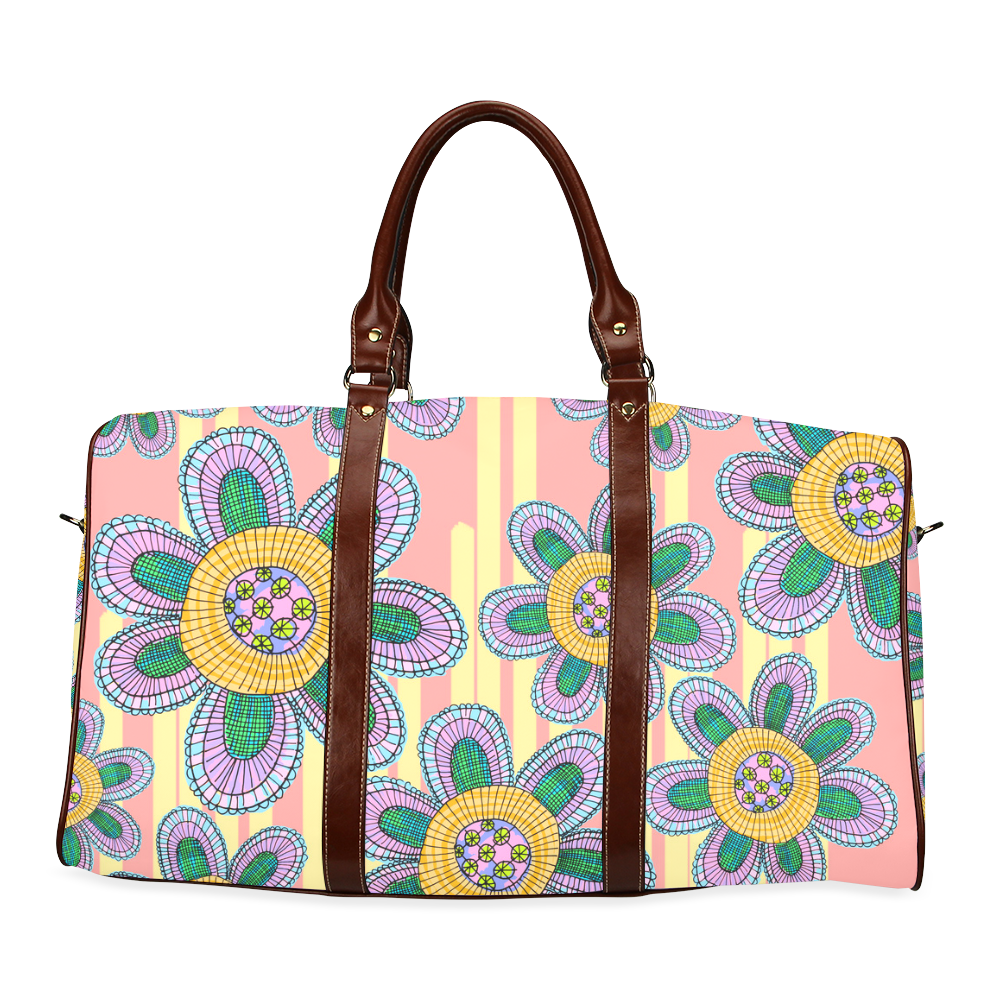 Colorful Flowers and Lines Waterproof Travel Bag/Small (Model 1639)