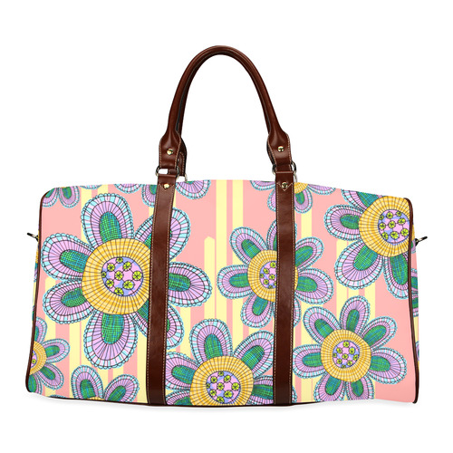 Colorful Flowers and Lines Waterproof Travel Bag/Small (Model 1639)