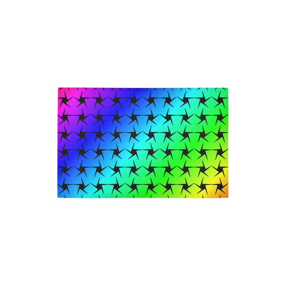 Colorful Black Star Area Rug 2'7"x 1'8‘’