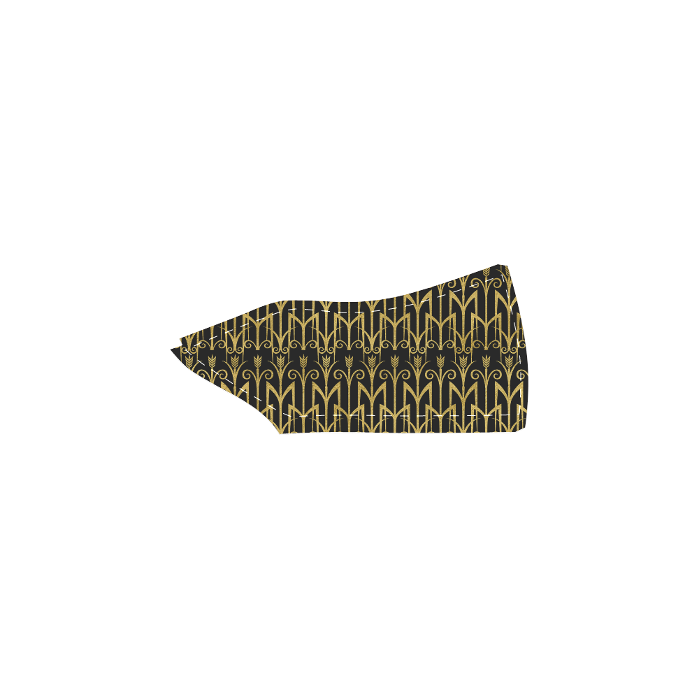 Beautiful BlackAnd Gold Art Deco Pattern Women's Slip-on Canvas Shoes (Model 019)