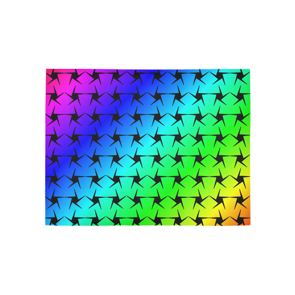 Colorful Black Star Area Rug 5'3''x4'