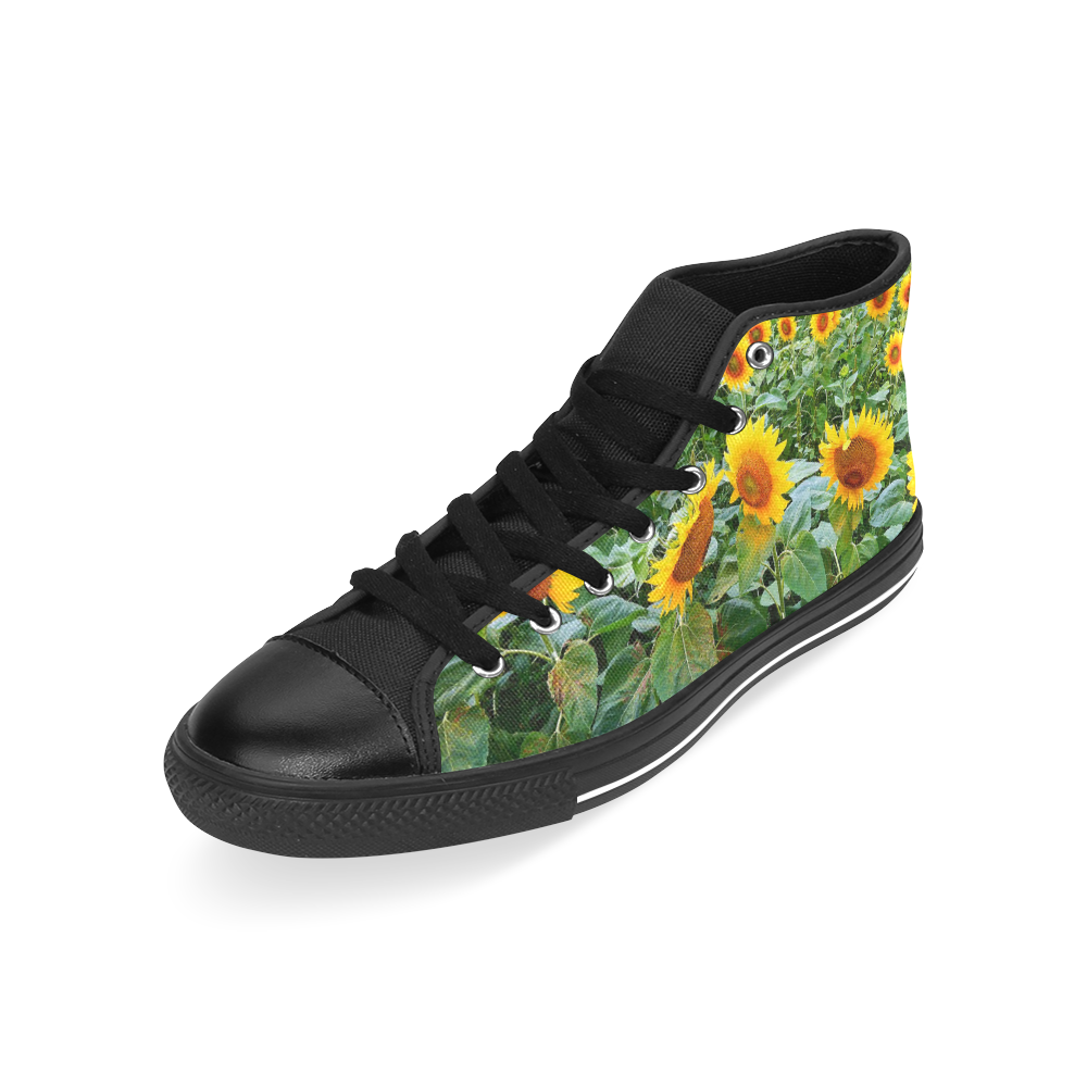 Sunflower Field Men’s Classic High Top Canvas Shoes /Large Size (Model 017)