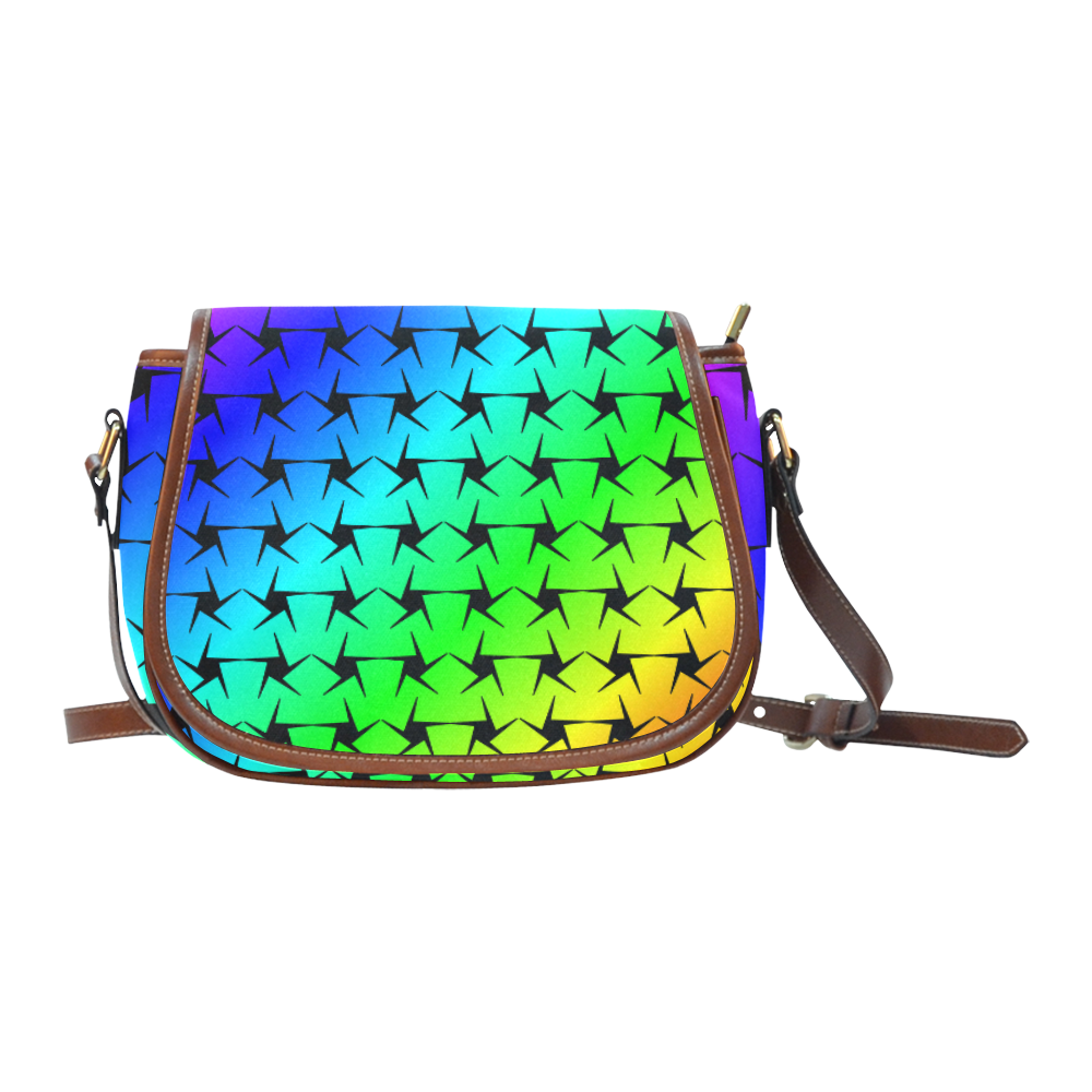 Colorful Black Star Saddle Bag/Small (Model 1649) Full Customization