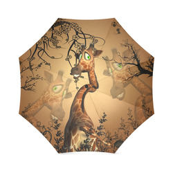 Cute giraffe in the fantasy wood Foldable Umbrella (Model U01)