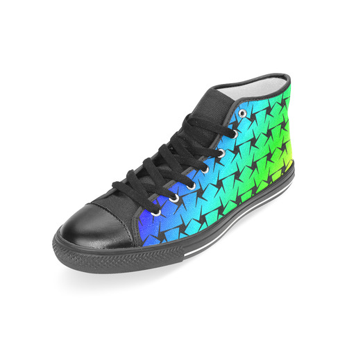 Colorful Black Star Women's Classic High Top Canvas Shoes (Model 017)