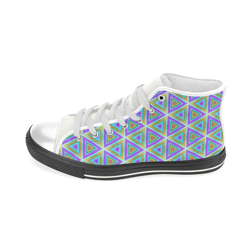 Colorful Retro Geometric Pattern Men’s Classic High Top Canvas Shoes (Model 017)