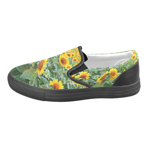 Sunflower Field Women's Unusual Slip-on Canvas Shoes (Model 019)