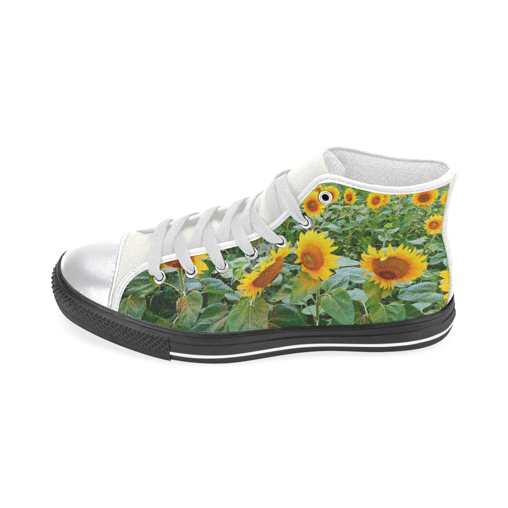 Sunflower Field Women's Classic High Top Canvas Shoes (Model 017)