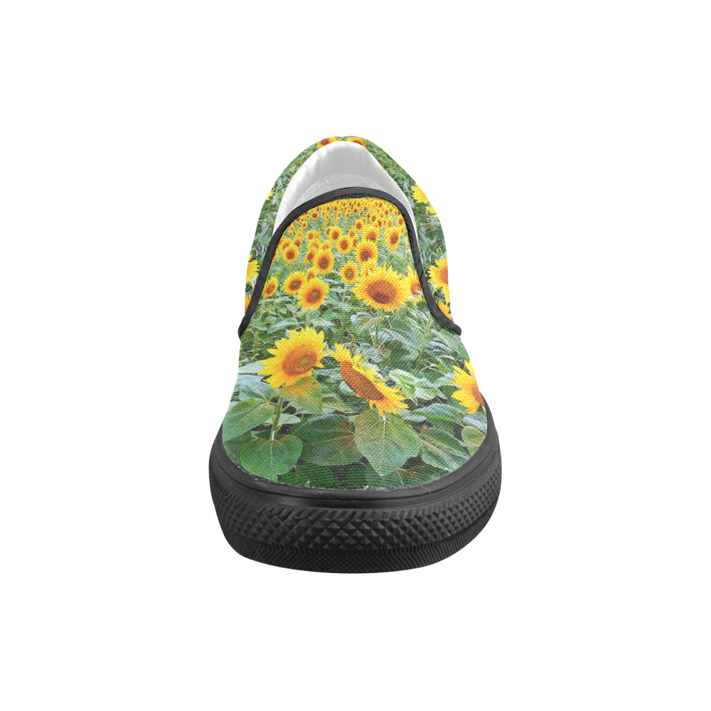 Sunflower Field Women's Unusual Slip-on Canvas Shoes (Model 019)