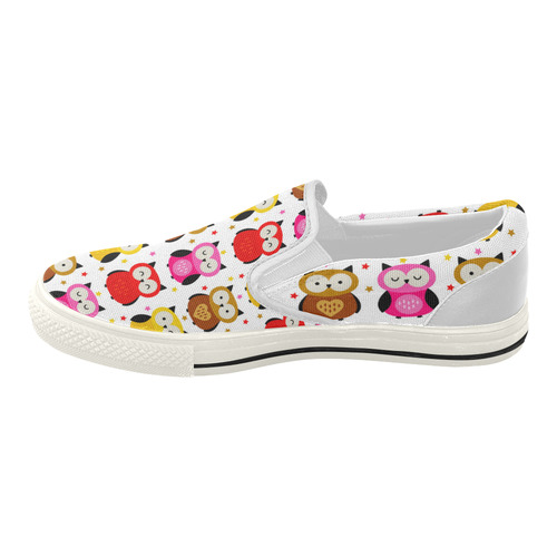 Cute Owls Animal Nature Pattern Women's Slip-on Canvas Shoes (Model 019)