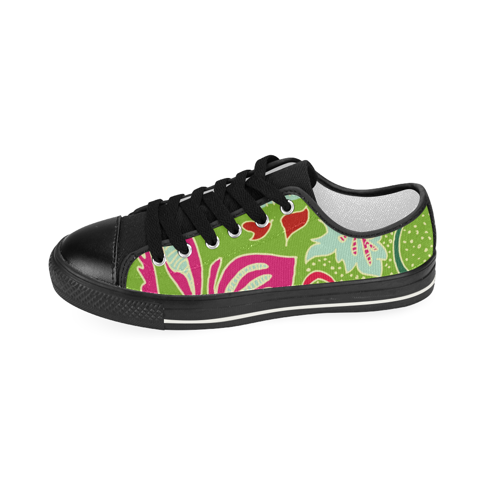 Green Organic Abstract Pattern Women's Classic Canvas Shoes (Model 018)