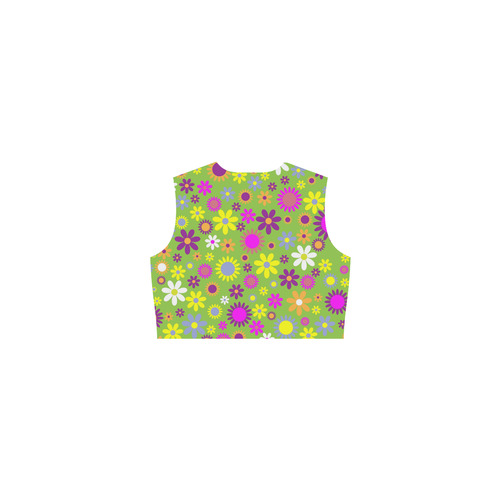 Retro Flower Power Lime Eos Women's Sleeveless Dress (Model D01)