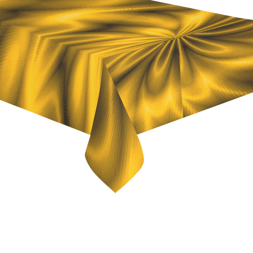Golden Shiny Swirl Cotton Linen Tablecloth 60"x 104"