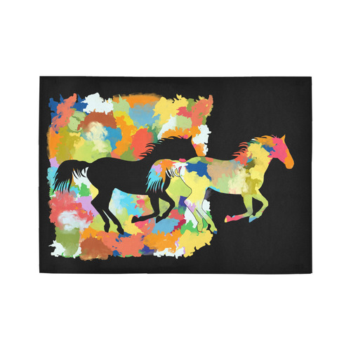 Horse  Shape Galloping out of Colorful Splash Area Rug7'x5'