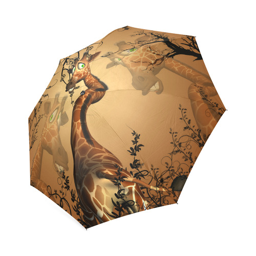 Cute giraffe in the fantasy wood Foldable Umbrella (Model U01)