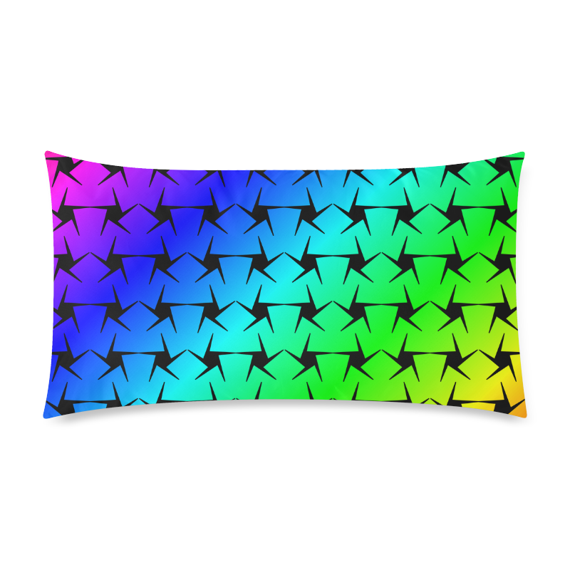 Colorful Black Star Custom Rectangle Pillow Case 20"x36" (one side)