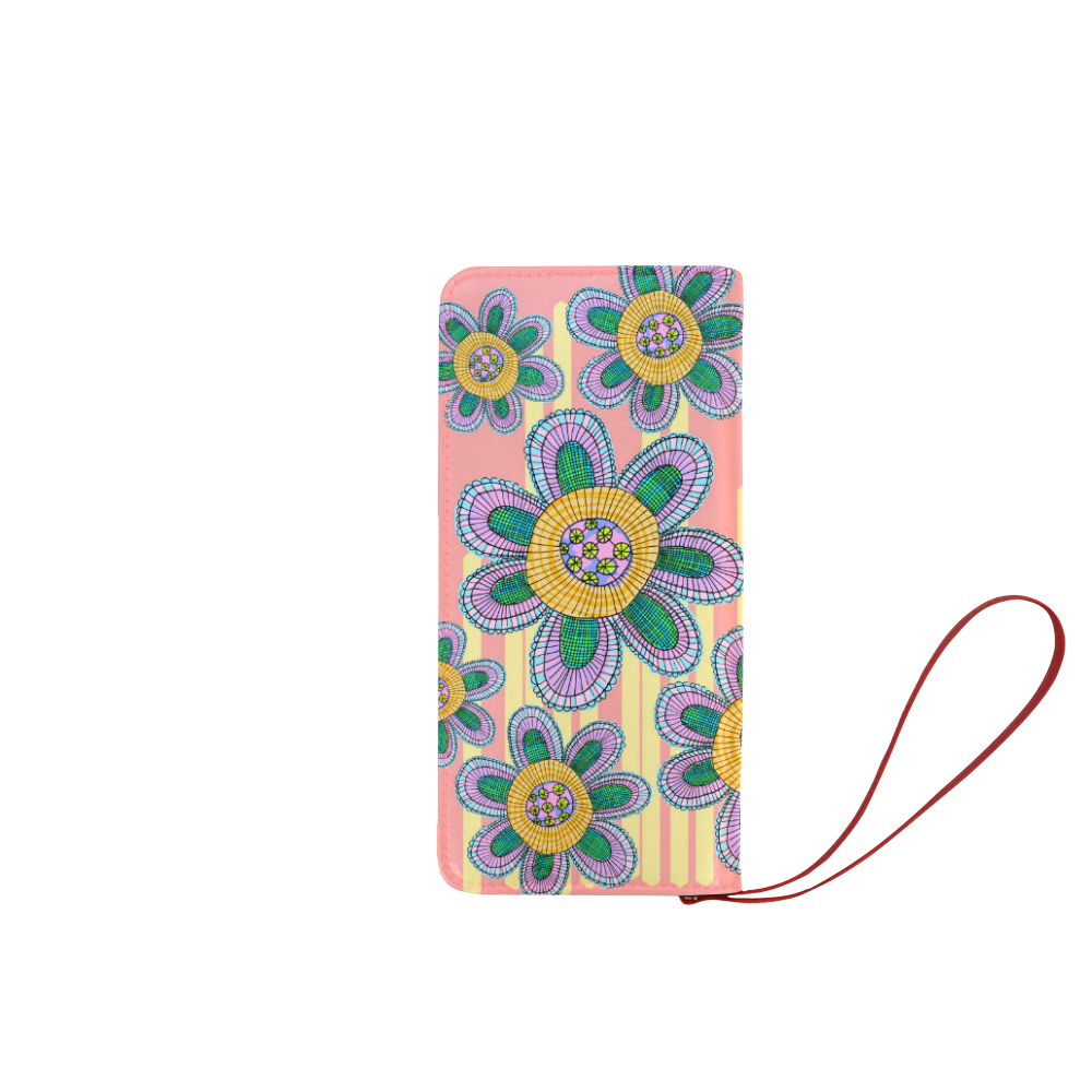 Colorful Flowers and Lines Women's Clutch Wallet (Model 1637)