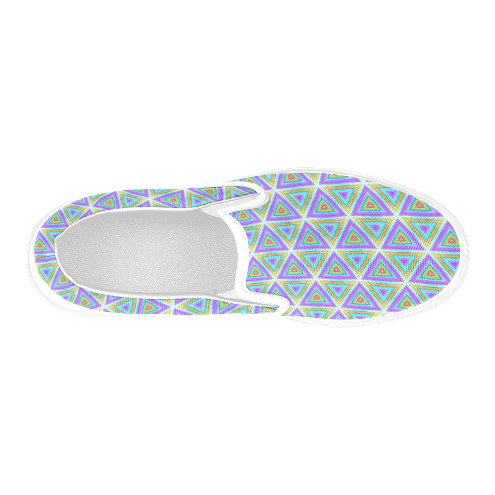 Colorful Retro Geometric Pattern Men's Slip-on Canvas Shoes (Model 019)