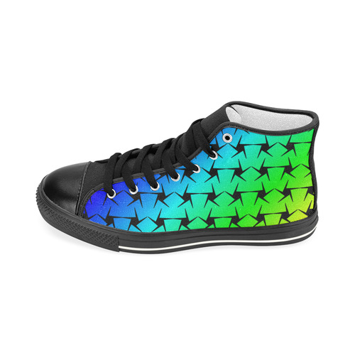 Colorful Black Star Women's Classic High Top Canvas Shoes (Model 017)