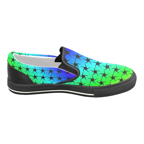 Colorful Black Star Women's Unusual Slip-on Canvas Shoes (Model 019)