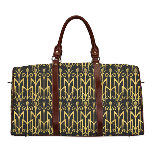 Beautiful BlackAnd Gold Art Deco Pattern Waterproof Travel Bag/Large (Model 1639)