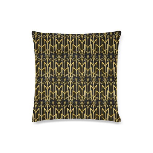 Beautiful BlackAnd Gold Art Deco Pattern Custom Zippered Pillow Case 16"x16"(Twin Sides)
