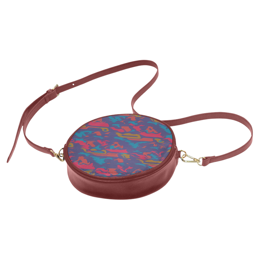 Chaos in retro colors Round Sling Bag (Model 1647)