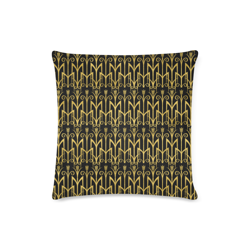 Beautiful BlackAnd Gold Art Deco Pattern Custom Zippered Pillow Case 16"x16"(Twin Sides)