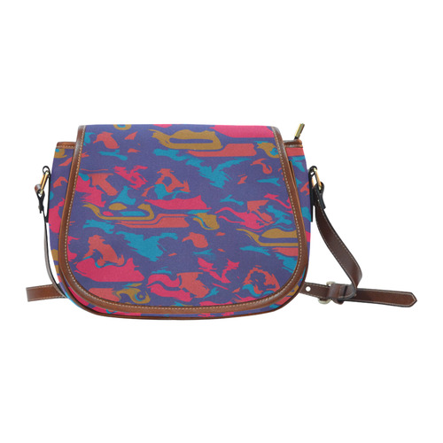 Chaos in retro colors Saddle Bag/Large (Model 1649)