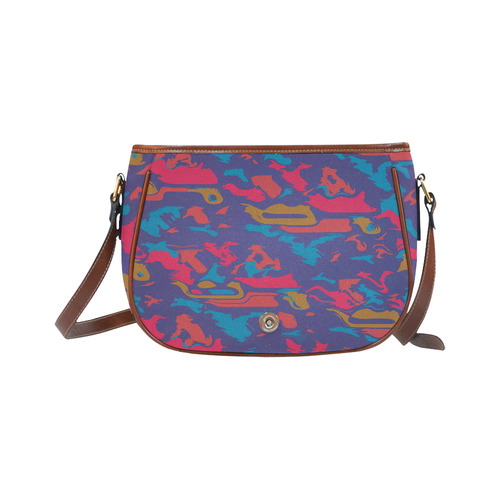 Chaos in retro colors Saddle Bag/Large (Model 1649)