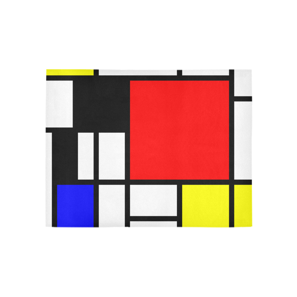 Mosaic DE STIJL Style black yellow red blue Area Rug 5'3''x4'