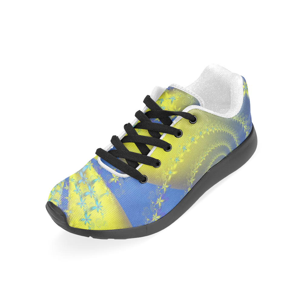 Flower Galaxies Blue Yellow Fractal Art Women’s Running Shoes (Model 020)