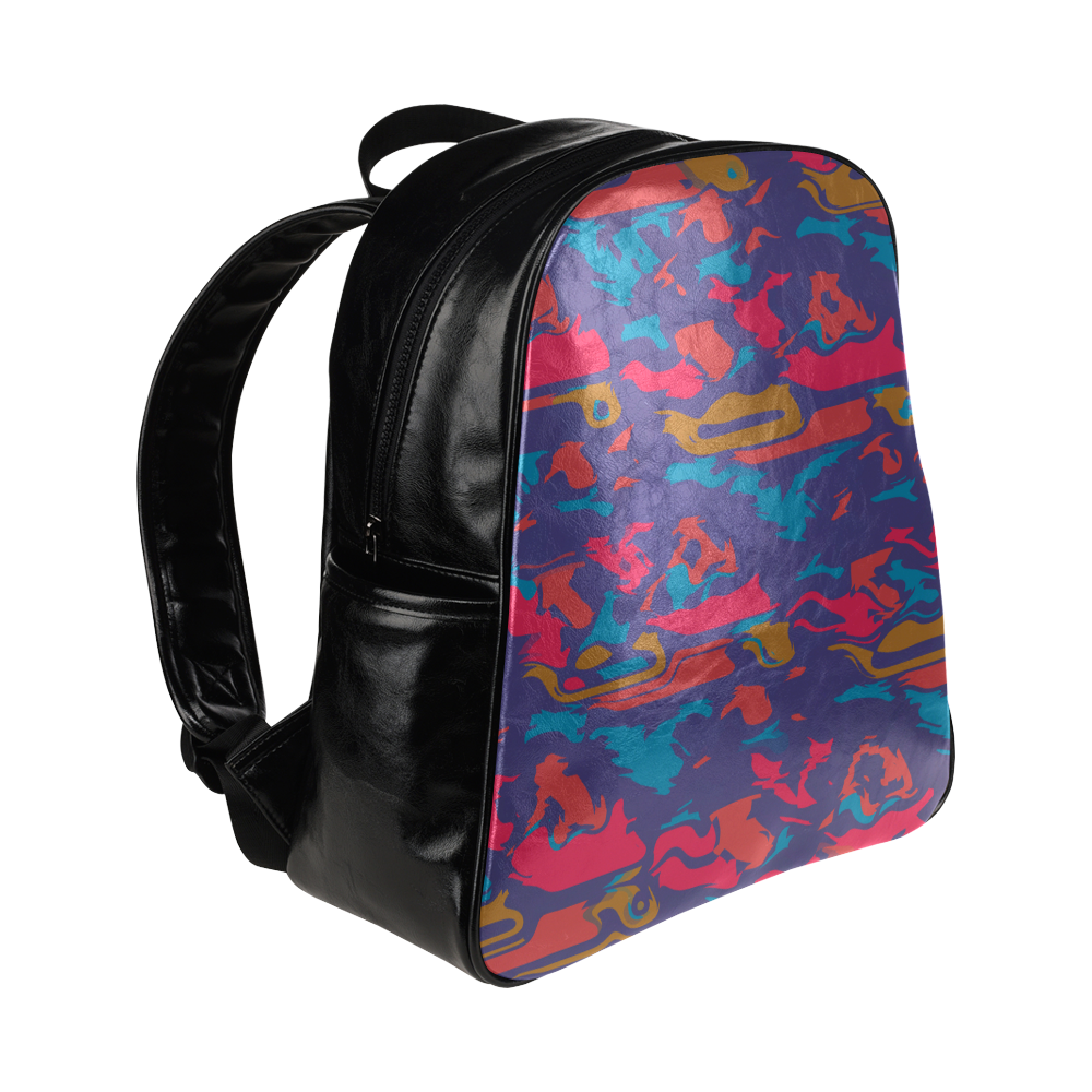 Chaos in retro colors Multi-Pockets Backpack (Model 1636)