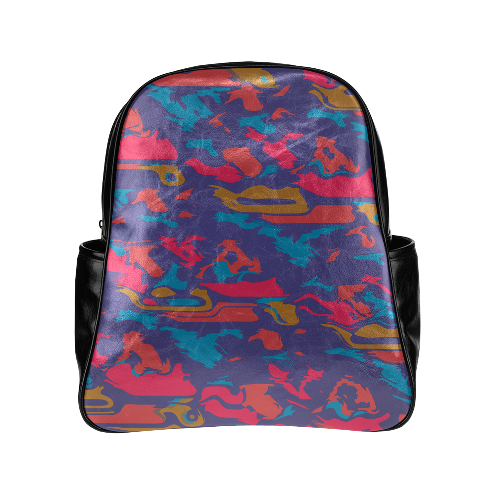 Chaos in retro colors Multi-Pockets Backpack (Model 1636)