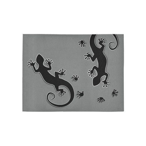 RUNNING GECKO with footsteps black Area Rug 5'3''x4'