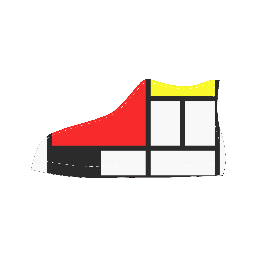 Mosaic DE STIJL Style black yellow red blue Men’s Classic High Top Canvas Shoes /Large Size (Model 017)