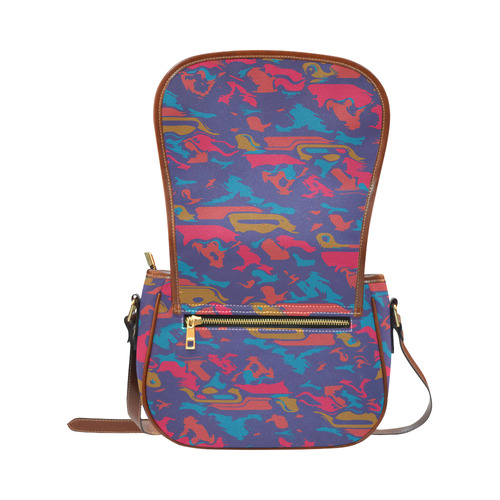 Chaos in retro colors Saddle Bag/Large (Model 1649)