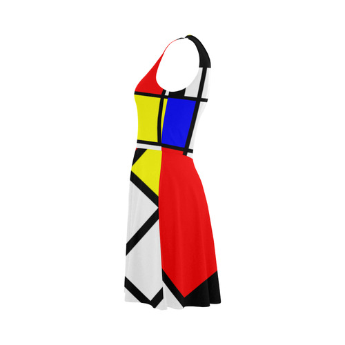 Mosaic DE STIJL Style black yellow red blue Atalanta Sundress (Model D04)