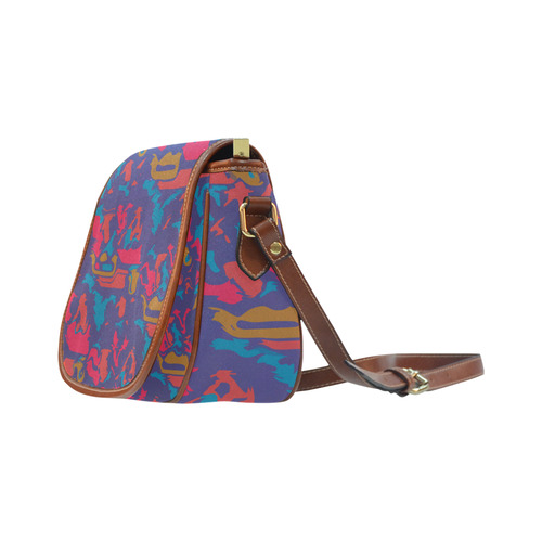 Chaos in retro colors Saddle Bag/Large (Model 1649)