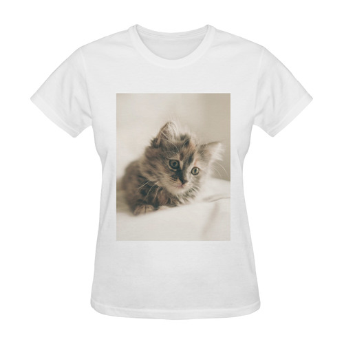Lovely Sweet Little Cat Kitten Kitty Pet Sunny Women's T-shirt (Model T05)