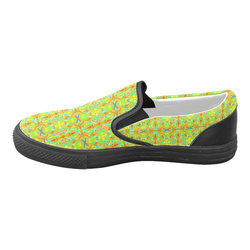 Multicolor Abstract Figure Pattern Women's Unusual Slip-on Canvas Shoes (Model 019)