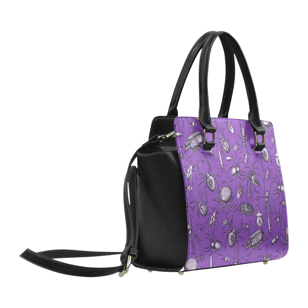 spiders creepy crawlers bugs purple halloween Classic Shoulder Handbag (Model 1653)