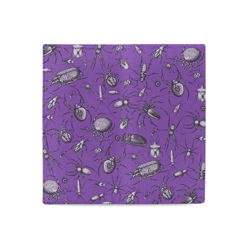 spiders creepy crawlers bugs purple halloween Women's Leather Wallet (Model 1611)