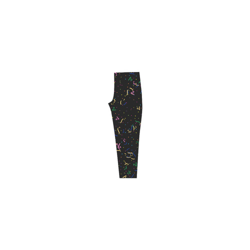 Confetti and  Party Streamers Black Capri Legging (Model L02)