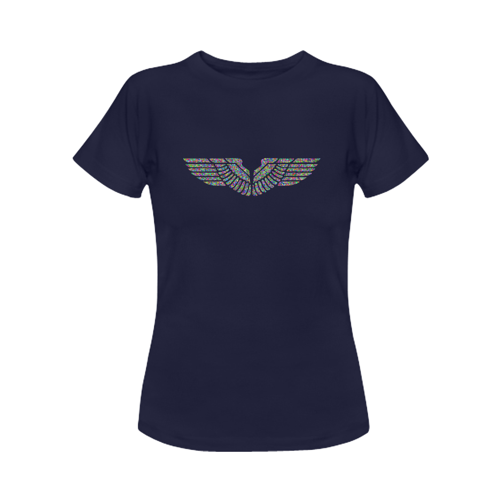 Abstract Triangle Eagle Wings Dark Blue Women's Classic T-Shirt (Model T17）