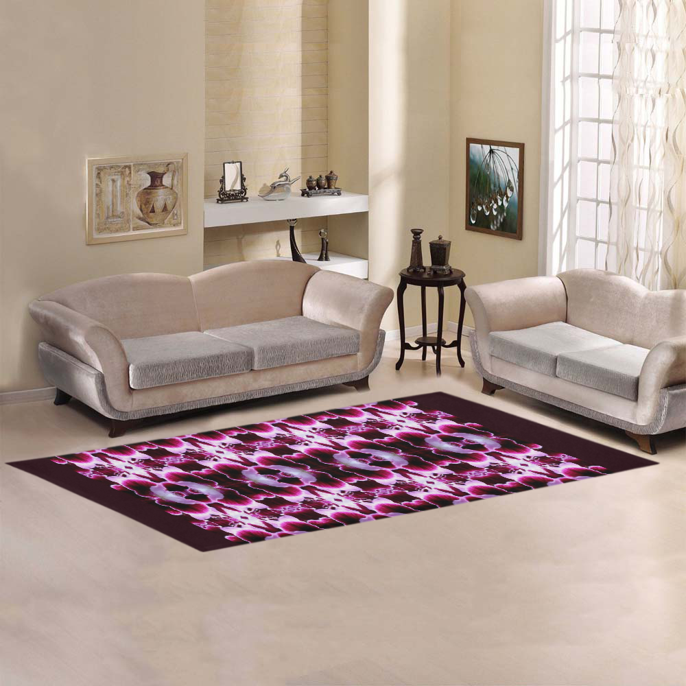 Purple White Flower Abstract Pattern Area Rug 9'6''x3'3''